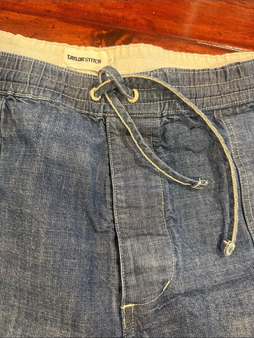 Taylor Stitch Indigo Chambray Drawstring Jean Shorts
